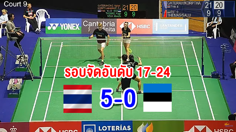 ทีมขนไก่ไทยชนะเอสโตเนีย 5-0 คู่ ศึกแบดมินตันเยาวชนชิงแชมป์โลก 2022