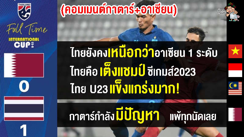 คอมเมนต์กาตาร์+อาเซียน หลังไทย U23 1-0 กาตาร์ U23 ศึกโดฮา คัพ 2023