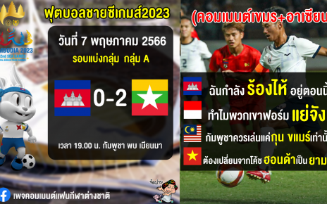 คอมเมนต์กัมพูชา+อาเซียน หลังกัมพูชาแพ้เมียนมา 0-2 ฟุตบอลชายซีเกมส์ 2023