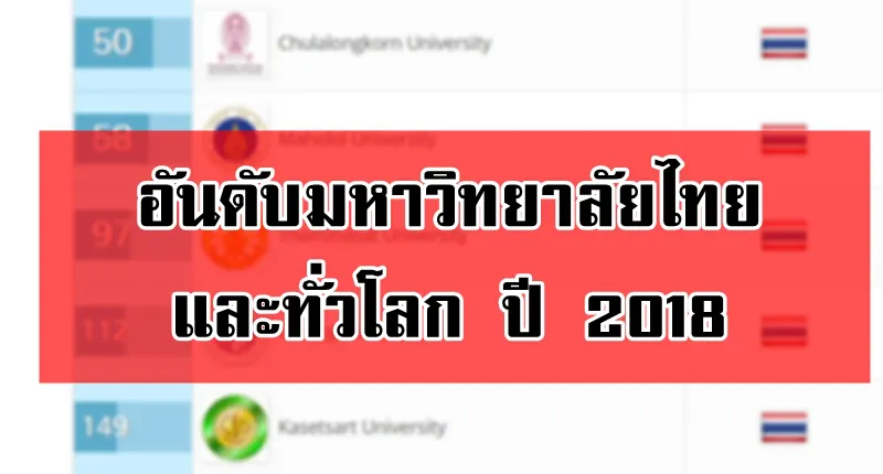 การจัดอันดับมหาวิทยาลัยชั้นนำของโลกและของไทยปี 2018