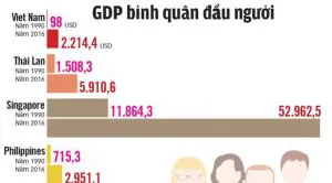 ความคิดเห็นชาวเวียดนามหลังเห็น GDP ต่อหัว ปี 2017 ของประเทศอาเซียน