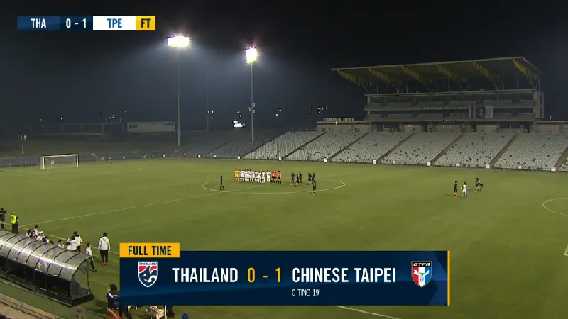 ชบาแก้วแพ้ไต้หวัน 0-1 ประเดิมสนามศึกคัดโอลิมปิก