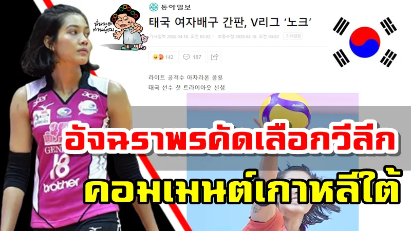 ข่าวและคอมเมนต์เกาหลีใต้หลังอัจฉราพรลงสมัครคัดเลือกตัวผู้เล่นในวีลีก