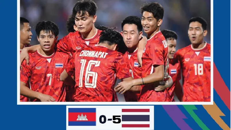 ช้างศึกถล่มกัมพูชา 5-0 ทะลุรอบรองฯ ศึกซีเกมส์ 2021