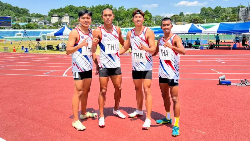 ลมกรด 4X100 ม. ชาย เข้าที่ 1 รอบคัดเลือกที่เกาหลีใต้ ทำลายสถิติซีเกมส์2021