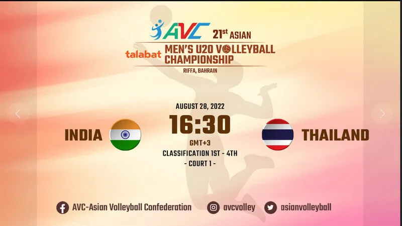 ลิงก์ถ่ายทอดสดวอลเลย์บอลชาย AVC Cup U20 ไทย vs อินเดีย