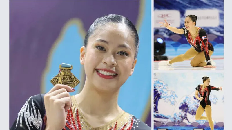 “น้องจ๋า” ชวิศา โค่นแชมป์โลก ซิวทองยิมนาสติกแอโรบิกเอเชีย