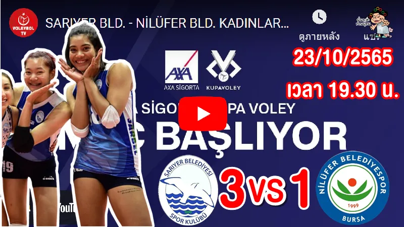 SARIYER (ทีมเพียว+บุ๋มบิ๋ม) ชนะ Nilufer Bld 3-1 ศึก คูปา วอลเลย์ 2022