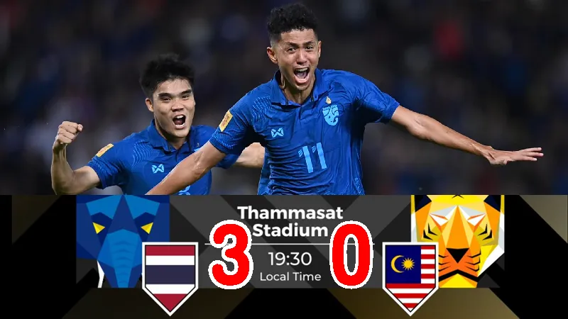 ไทยเปิดบ้านถล่มมาเลเซีย 3-0 รอบรองฯ เลก2 ศึก AFF Cup 2022