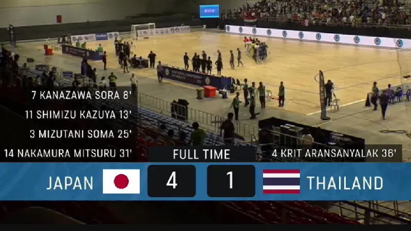 ฟุตซอลไทยพ่ายญี่ปุ่น 1-4 รอบรองเจอศึกหนักอิหร่าน ศึก NSDF Futsal Championship 2023