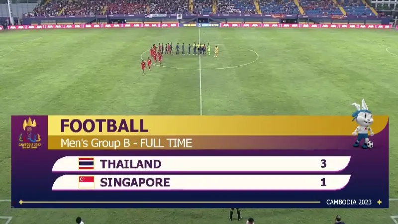 ช้างศึกชนะสิงคโปร์ 3-1 ประเดิมฟุตบอลชายศึกซีเกมส์ 2023