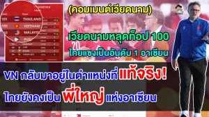 คอมเมนต์เวียดนาม หลังเวียดนามหลุดท็อป 100 ฟีฟ่าและไทยแซงขึ้นเป็นอันดับ 1 อาเซียน